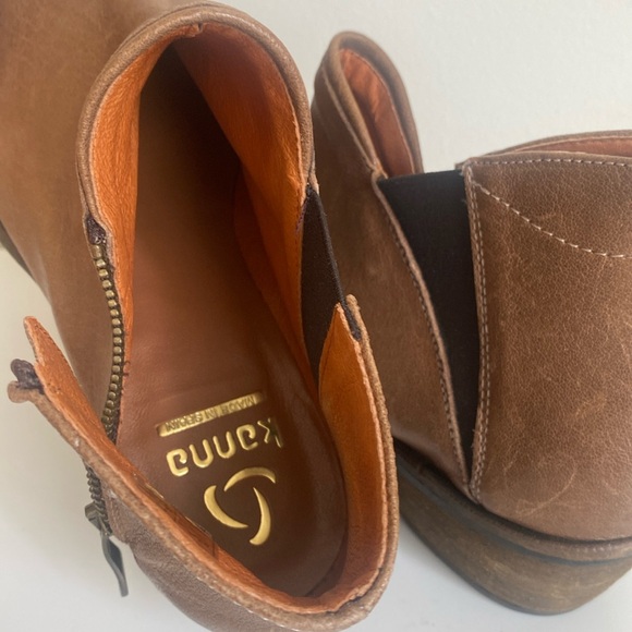 KANNA Brown Leather Ankle Booties Size 7.5 Pointed Toe Spain Fall 2025 Moto Chic - Picture 13 of 16